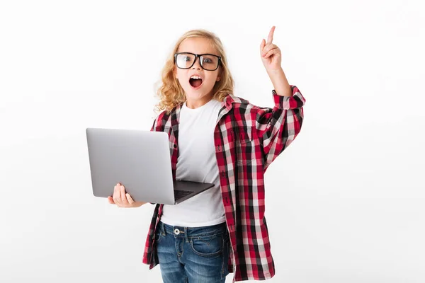 Portrait of an excited little girl ib eyeglasses — Stock Photo, Image