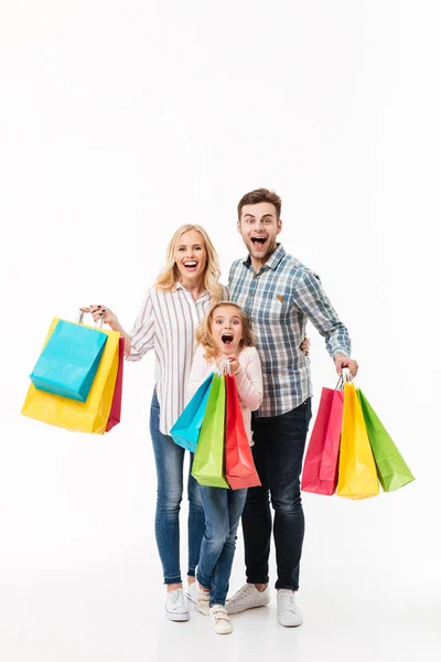 Retrato completo de una familia emocionada — Foto de Stock