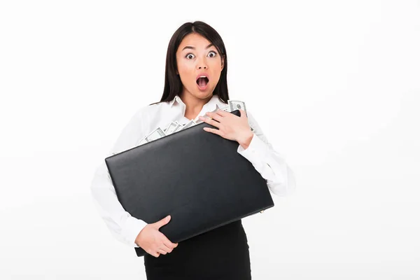 Close up portrait of a shocked asian businesswoman — Stock Photo, Image