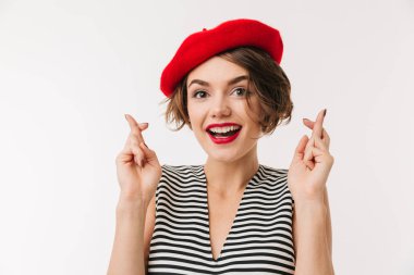 Portrait of a lovely woman wearing beret clipart