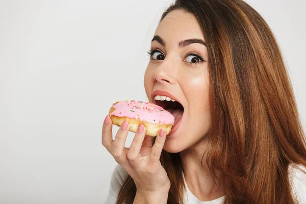 Close up portrait of a hungry young woman — Stock Photo, Image