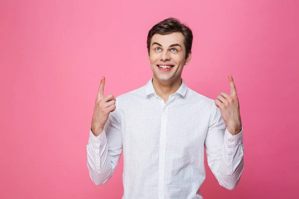 Cheerful man pointing. — Stock Photo, Image