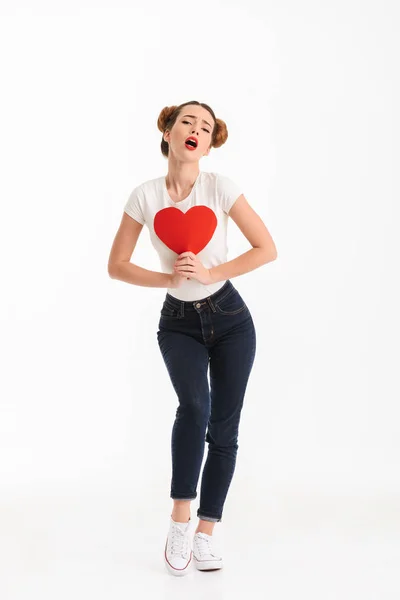 Full length portrait of a pretty casual girl — Stock Photo, Image