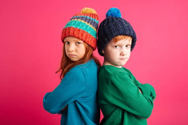 Displeased angry little children — Stock Photo, Image