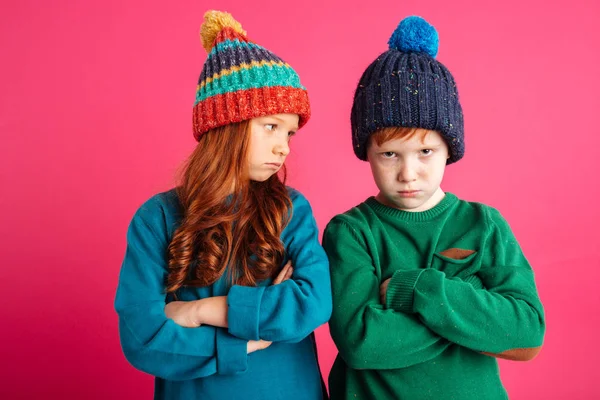 Displeased angry little children — Stock Photo, Image