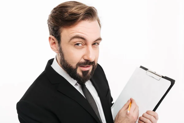 Guapo hombre de negocios escribiendo notas . —  Fotos de Stock