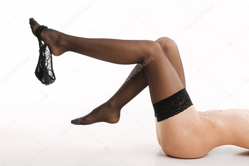 Sexy woman in elegant black lingerie