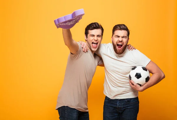 Portrait of a two screaming young men — Stock Photo, Image