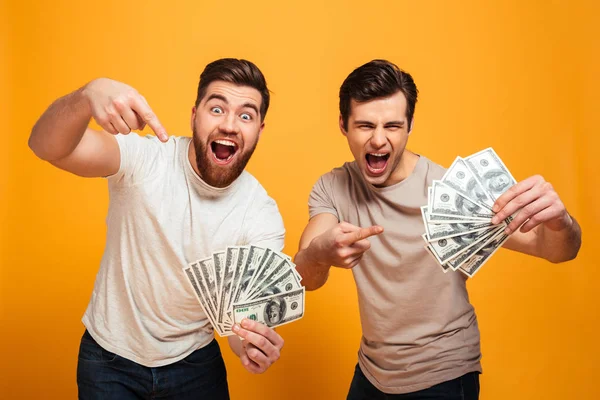 Portrait of a two excited young men — Stock Photo, Image