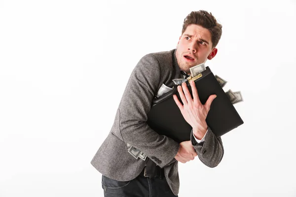 Retrato de um jovem empresário aterrorizado — Fotografia de Stock