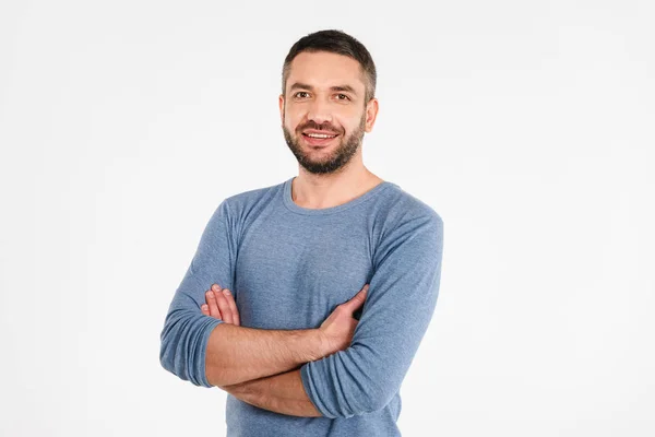 Handsome cheerful young man standing isolated — Stock Photo, Image