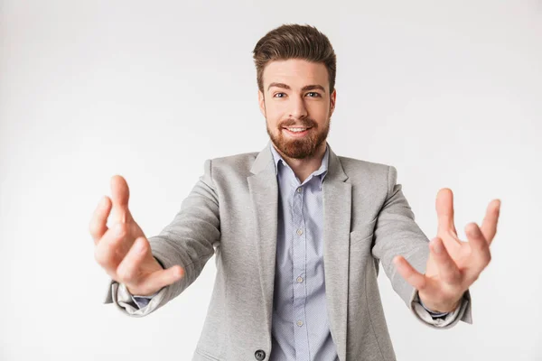 Portrait d'un jeune homme excité habillé en chemise — Photo