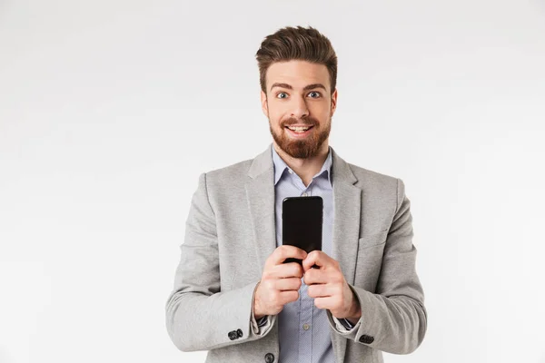 Portret van een enthousiast jonge man, gekleed in t-shirt — Stockfoto