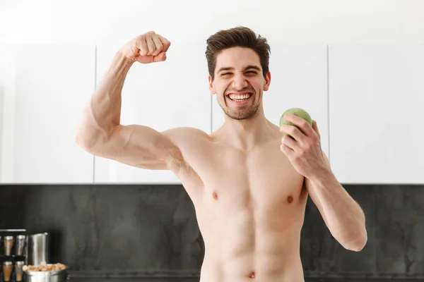 Happy cheerful naked man sportsman — Stock Photo, Image