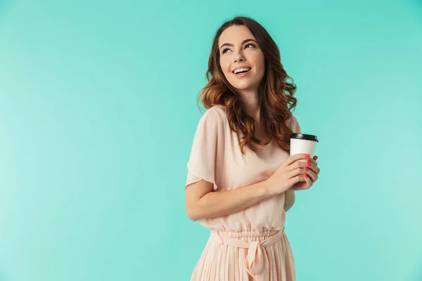 Retrato de una joven encantadora en vestido — Foto de Stock