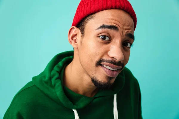 Close up portrait of a funny young afro american man — Stock Photo, Image