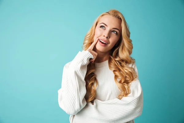 Portrait of a pensive young blonde woman — Stock Photo, Image