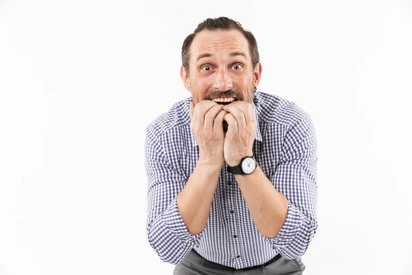 Aufgeregten emotionalen erwachsenen Mann isoliert — Stockfoto