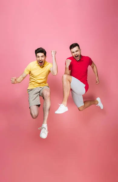 Retrato de larga duración de una alegre pareja gay celebrando — Foto de Stock