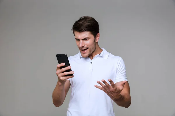 Ragazzo emotivo posa isolato — Foto Stock