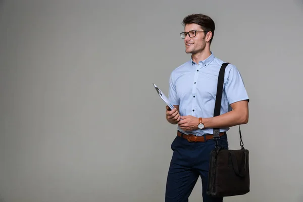 Felice uomo d'affari positivo isolato — Foto Stock