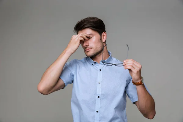 Stressed business man with headache isolated — Stock Photo, Image