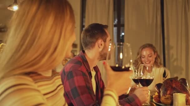 Family Friends Have Holiday Dinner Home Celebrating Christmas Eve Traditional — Stock Video