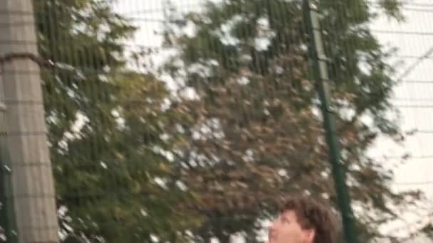 Cropped View Young Men Playing Basketball Playground Outdoors — Stock Video