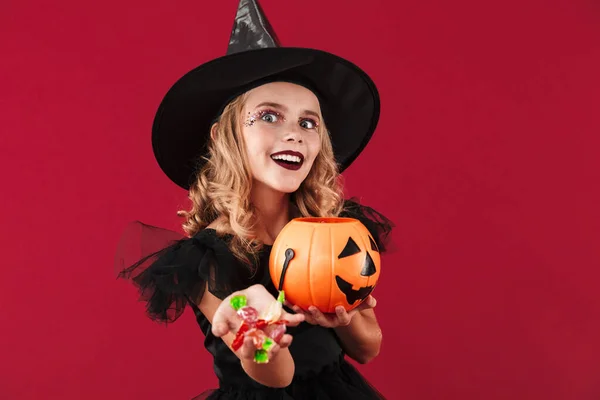 Witch in carnival halloween costume — Stockfoto