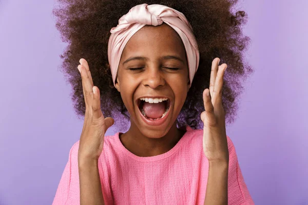 Screaming happy young african girl kid — Stock Photo, Image