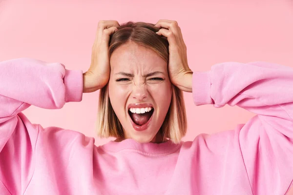 Portrait of a lovely young blonde short haired woman — Stock Photo, Image