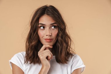 Portrait of a lovely young girl wearing casual clothing