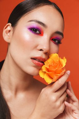 Beauty portrait of an attractive young topless asian woman