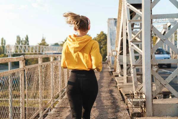 Rückenansicht Einer Jungen Attraktiven Schlanken Fitness Frau — Stockfoto