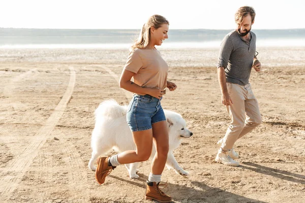 Afbeelding Van Geweldig Blij Positief Jong Geweldig Liefdevol Paar Met — Stockfoto