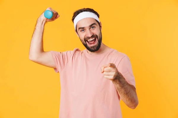 Bild Muskulös Atletisk Ung Man Shirt Har Roligt Och Lyfta — Stockfoto