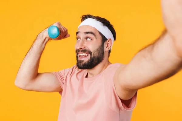 Bild Eines Muskulösen Athletischen Jungen Mannes Shirt Der Ein Selfie — Stockfoto