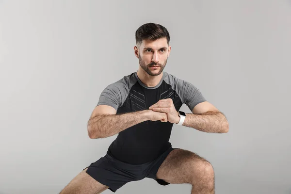 Bild Eines Jungen Athletischen Mannes Sportbekleidung Der Sport Treibt Während — Stockfoto