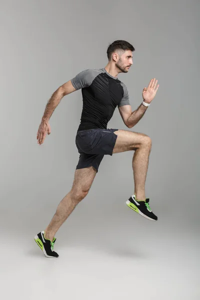 Bild Eines Jungen Athletischen Mannes Sportbekleidung Der Beim Training Isoliert — Stockfoto