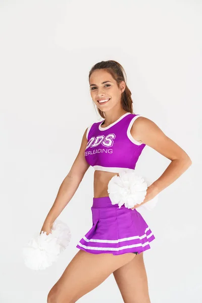 Image Amazing Pretty Gorgeous Cheerful Cheerleader Woman Isolated White Wall — Stock Photo, Image
