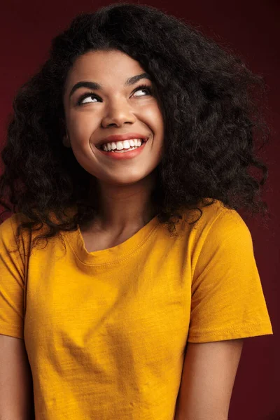 Bild Der Schönen Brünetten Afrikanisch Amerikanischen Frau Mit Lockigem Haar — Stockfoto