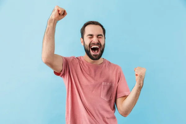 Bild Von Jungen Hübschen Aufgeregt Überrascht Mann Posiert Isoliert Über — Stockfoto