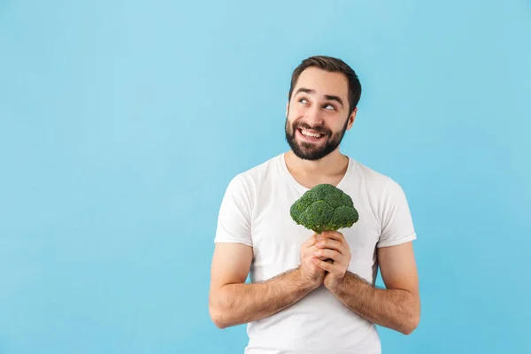 Portrait Young Cheerful Excited Bearded Man Wearing Shirt Standing Isolated — Stock Photo, Image