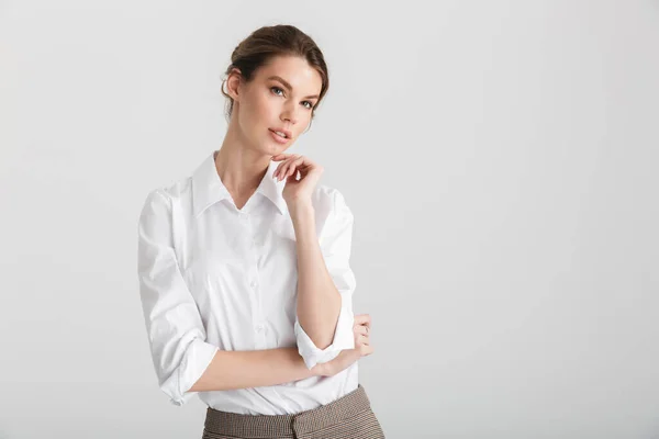 Image Young Seductive Woman Posing Looking Camera Isolated White Background — Stock Photo, Image