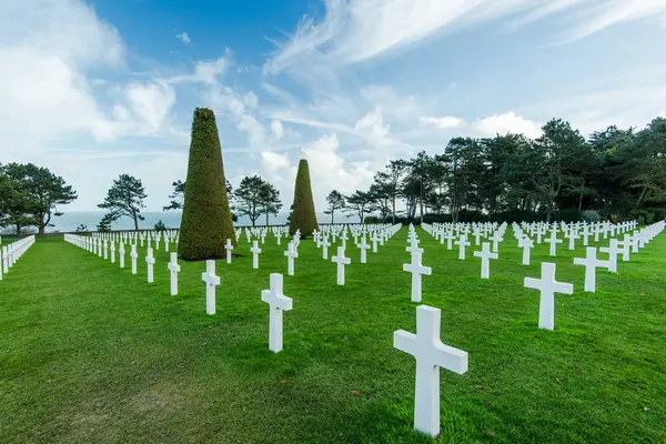 Amerikaanse Oorlogsbegraafplaats Buurt Van Omaha Beach Normandië Colleville Sur Mer — Stockfoto