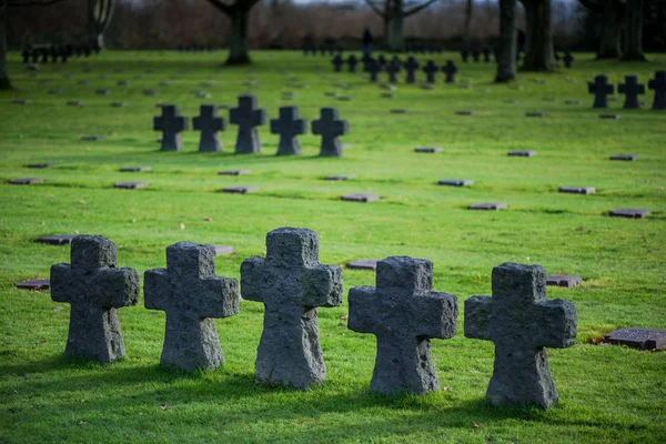 Německý vojenský hřbitov v la cambe, Normandie, Francie. — Stock fotografie