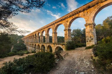 Aqueducte Roman devil Bridge in Tarragona,Spain clipart