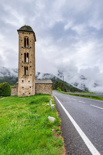 Sant Miquel Engolasters Andorra, felhős napon — Stock Fotó