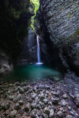 Şelale Kozjak Slovenya Julian Alps için.
