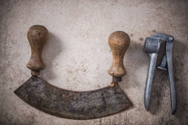 Vintage ot kesici ve sarımsak basın